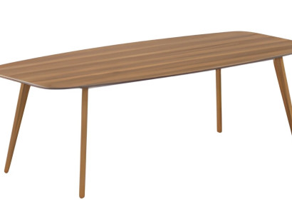 Moderna miza z elegantno ploščo in preprostimi lesenimi nogami