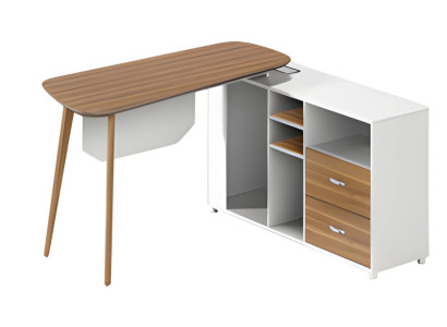 Moderna bela miza iz lesa z tankimi nogami