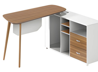 Moderna bela miza iz lesa z tankimi nogami