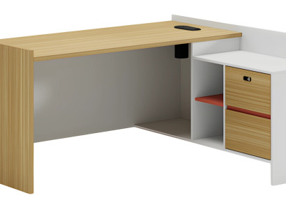 Moderna lesena miza z shrambo in policami