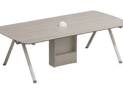 Moderno bež kavčno mizo s shrambo in vgrajenim predalom