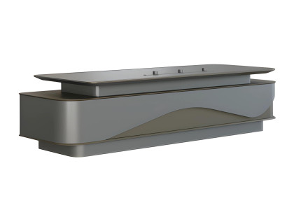 Moderna siva in črna pisalna miza z luksuznim shranjevanjem in upravljanjem kablov