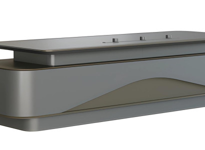 Moderna siva in črna pisalna miza z luksuznim shranjevanjem in upravljanjem kablov