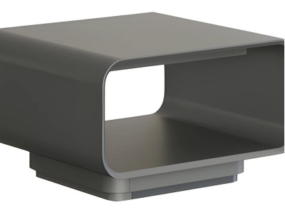 Moderna siva in črna kavna miza z odprto polico v minimalističnem slogu