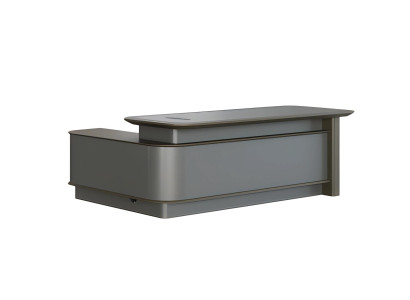 Moderna siva pisalna miza z shranjevanjem in upravljanjem kablov