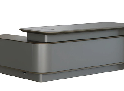 Moderna siva pisalna miza z shranjevanjem in upravljanjem kablov