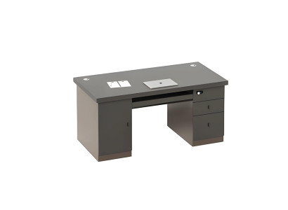 Moderna črna in siva pisalna miza s prostorom za shranjevanje in upravljanjem kablov