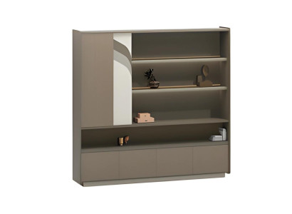 Moderna pisalna miza z policami in predali