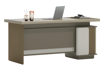 Rjava in siva pisalna miza z predali in shranjevanjem