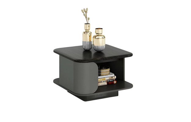 Moderna kavna miza s kompaktno velikostjo in svetlo površino, črna