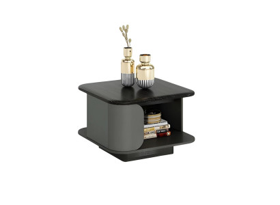 Moderna kavna miza s kompaktno velikostjo in svetlo površino, črna