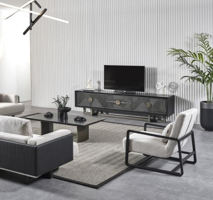 Moderna rjave tkaninske sedežne garniture in fotelja