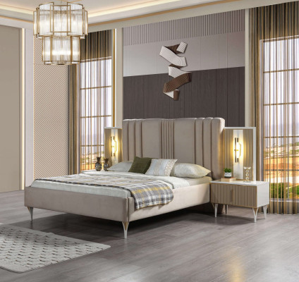 Eleganten 3-delni pohištveni set z posteljo in nočno omarico