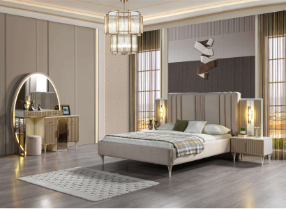 Postelja s tremi nočnimi omaricami