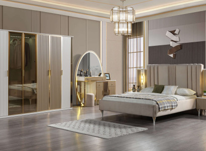 Moderna posteljna garnitura s 6 deli, vključno s nočno omarico