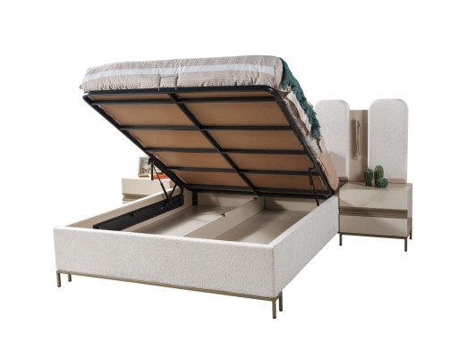 Komplet z mehkim posteljnim peresom za spalnico, 3-delni komplet z 2 nočnima omaricama