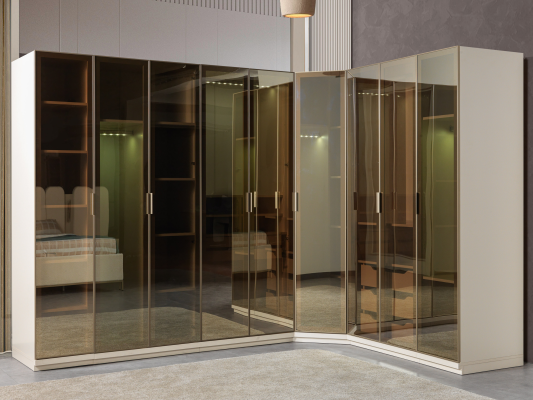 Moderna kotna omara z velikim vzorcem