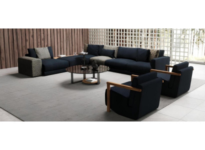 Eleganten kotni kavč s foteljem, lep in udoben hkrati