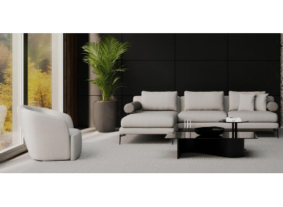 Kotna sedežna garnitura s foteljem, kjer je udobje prisotno