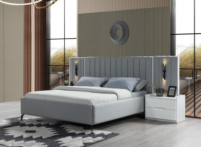 Kompletna spalna garnitura z posteljo in 2 modernima nočnima omaricama