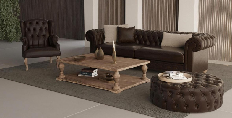 Eleganten kavč, fotelj in puf. Prava udobnost