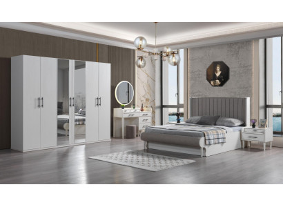 Set pohištva za spalnico Koko 6 delov moderna postelja omara nočna omarica