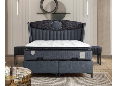 Eleganten postelja iz blaga in lesa z vzmetnico