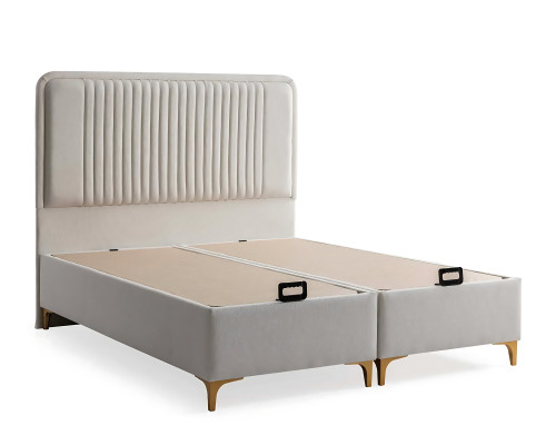 Eleganten okvir za posteljo iz blaga in lesa