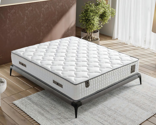 Eleganten postelja iz blaga in lesa z vzmetnico