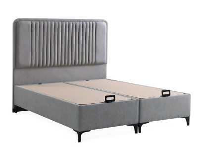 Eleganten postelja iz blaga in lesa z vzmetnico