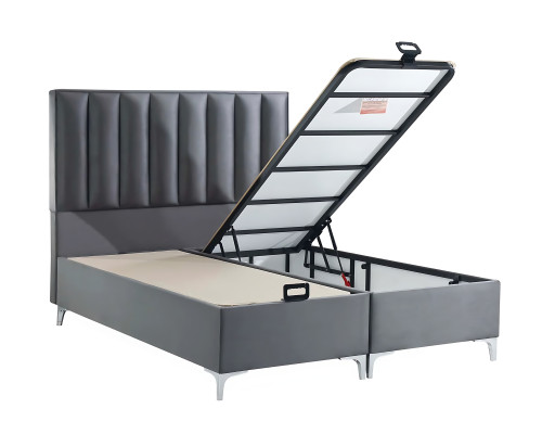 Eleganten sivi komplet posteljnega perila z blazino iz tkanine in lesa