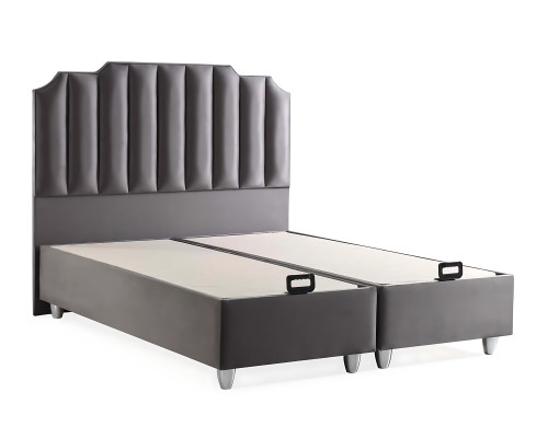 Elegantna postelja iz blaga in lesa z vzmetnico