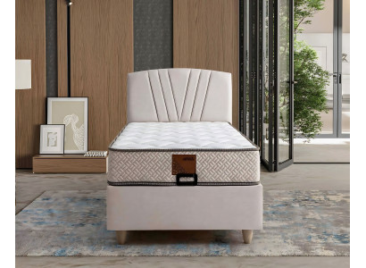 Elegantna postelja iz rjave tkanine