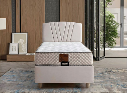 Elegantna postelja iz rjave tkanine