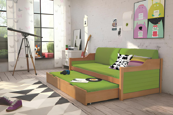 Postelja z funkcijo in predalom, zakonska postelja, pograd, postelje David