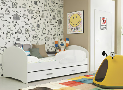 Postelja za mladostnike, postelja iz masivnega lesa z predalom, postelja Luki TS