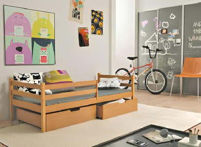 Postelja Barneseng + shranjevalna škatla iz masivnega lesa Aito