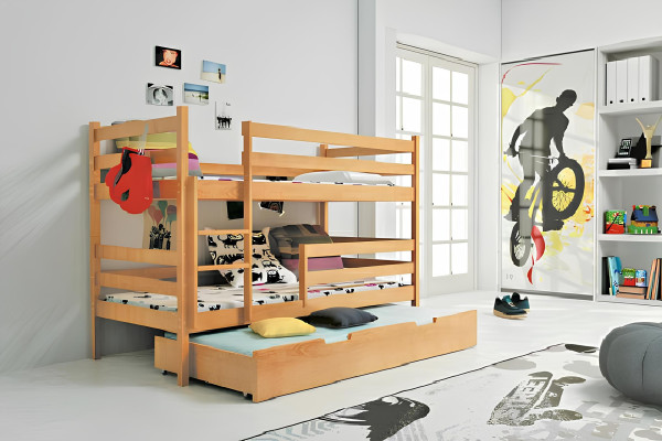 Dvoposteljna postelja, visoka postelja, dvoposteljna postelja, postelje iz masivnega lesa