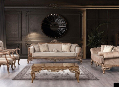 Sofagarnitur 3+3+1+1 Sitz Couchtisch Chesterfield Sofa Sessel Luxus Set 5tlg