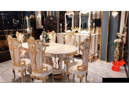 Luxus Esszimmer Esstisch Stuhl Holz Tische Tisch Barock Ess Stühle Möbel Gruppe