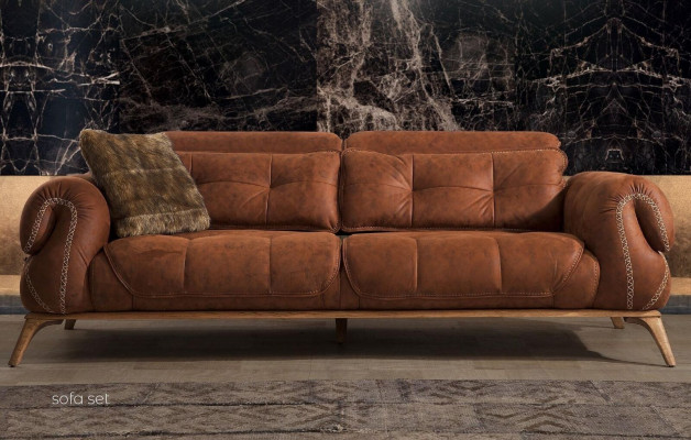 Braune Couch Dreisitzer Sofa Wildleder Optik Sofas Couchen Sitzmöbel Design Neu