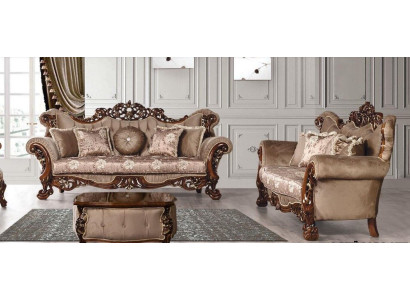 Garnitur Sofagarnitur 3+3 Sitzer Sofas Sofa Luxus Stil Stoff Wohnzimmer Barock