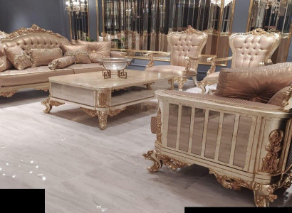 Sofagarnitur 3+3+1+1 Sitzer Couchtisch Sofa Sessel Sofas Stoff Luxus Set 5tlg