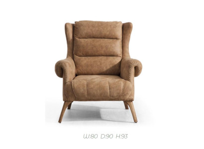 Sessel Luxus Klassischer Einsitzer Holz Beige Lehnstuhl Wohnzimmer Möbel Italien