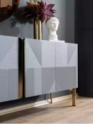 Sideboard Spiegel Set Italienischer Stil 2tlg. Wohnzimmer Holz Kommode Schrank