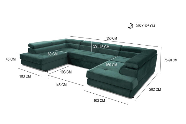 Ecksofa Stoff U-Form Couch Design Polster Textil Eck Modern Sofas Wohnlandschaft