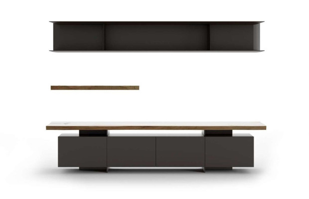 Holz Wohnwand Couchtisch Moderne Wohnzimmermöbel Schwarz TV Sideboard