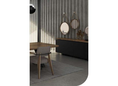 Esszimmer Anrichte Walnuss natur - Anthrazit matt Kommode Luxus Möbel