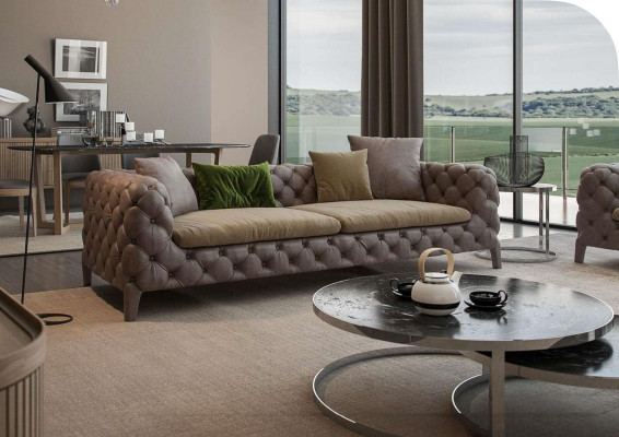 Tauper Chesterfield Dreisitzer Luxus Modernes Sofa Stil Wohnzimmermöbel