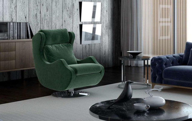 Grüner Sessel Wohnzimmermöbel Einsitzer Stilvoller Cocktailsessel Modern